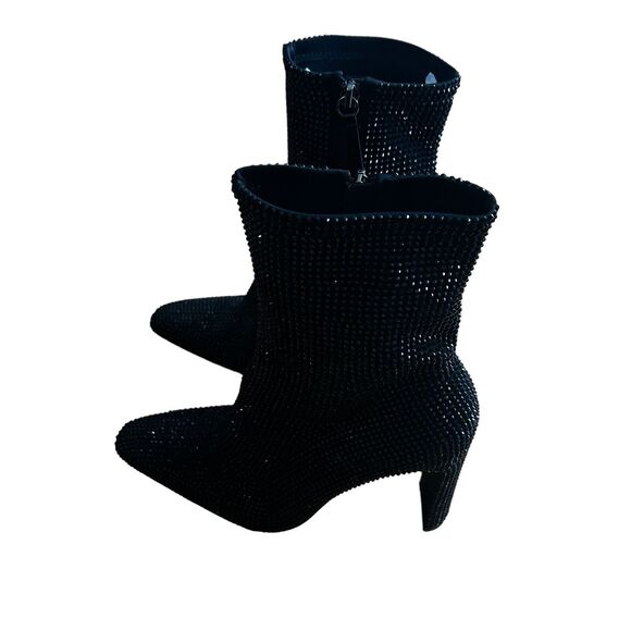NWT ZARA Women’s Black Rhinestone Heeled Ankle Boots Size 8.5 US 38-39 EU - Picture 10 of 16